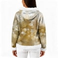 thumbnail image 4 of Women's Casual Fashion Long-Sleeve Zip-Up Fleece Hooded Cardigan with Christmas Print, Cozy and Warm for Winter Season,Gold,2XL, 4 of 5