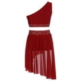 thumbnail image 2 of Riismen Kids Girls Lyrical Dance Dress Crop Tops with Skirt Leotard Ballet Dance Outfits Ballroom Dancewear Burgundy 8, 2 of 6