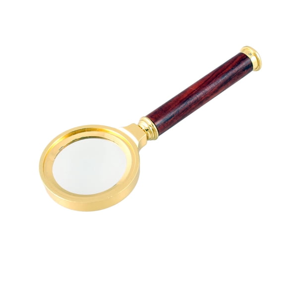 Lupa de 36 mm de diámetro, lente óptica 3X, mango de palo de rosa, tono dorado, marrón y claro