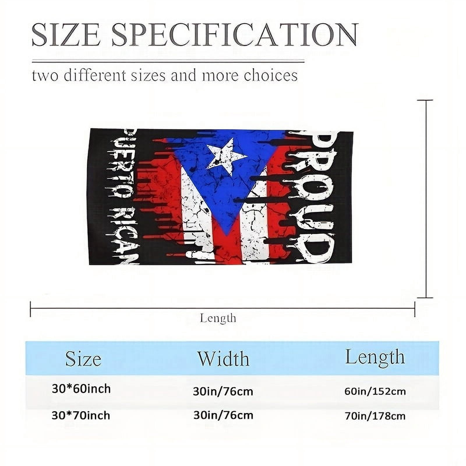 Puerto Rican Flag Beach Towel, Quick-Dry Polyester Blend, Modern Style, Super Absorbent, Machine Washable Knit Fabric, Oblong Shape, Ideal for Beach, Swimming, Outdoor Camping, Holiday Gift