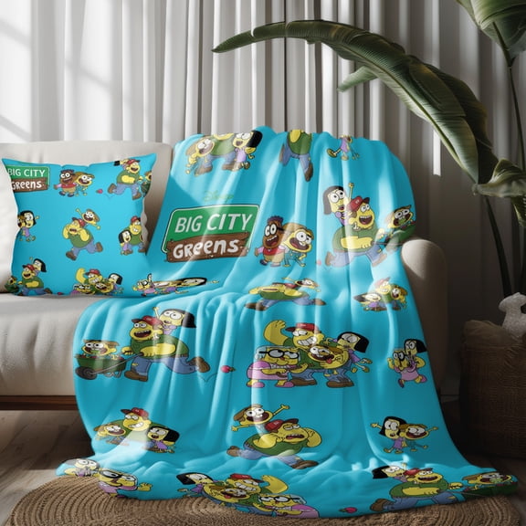 Throw Pillow Covers For Big City Greens Throw Blankets for Thin Bed Couch Decor Kids Adult Nap Bedroom Car All Season Birthday Gifts 30×40 inch Throw Blanket and Pillowcase Set