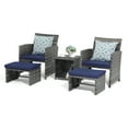 thumbnail image 6 of JOIVI 5 Piece Patio Furniture Set, Wicker Outdoor Conversation Chair and Ottoman Set with Coffee Table, Pillows Included, Navy Blue, 6 of 12