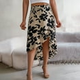 thumbnail image 5 of Women's Long Skirts Floral Elastic High Waist Asymmetrical Hem Skirt, 5 of 9