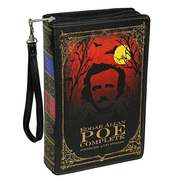Things2Die4 Black Vinyl Edgar Allen Poe Stories & Poetry Book Handbag Novelty Crossbody Bag