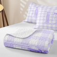 thumbnail image 4 of Manfei Purple Dreamy Bowknot Initial D Quilt Full,Classic Grid Geometric Full Bedspread Sets,3 Pieces,1 Coverlet and 2 Pillowcases, 4 of 7
