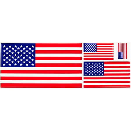 Pack Laser Stickers Flag Design - 4th of July American Flag Multi-Pack of 4 Assorted Sizes Stickers