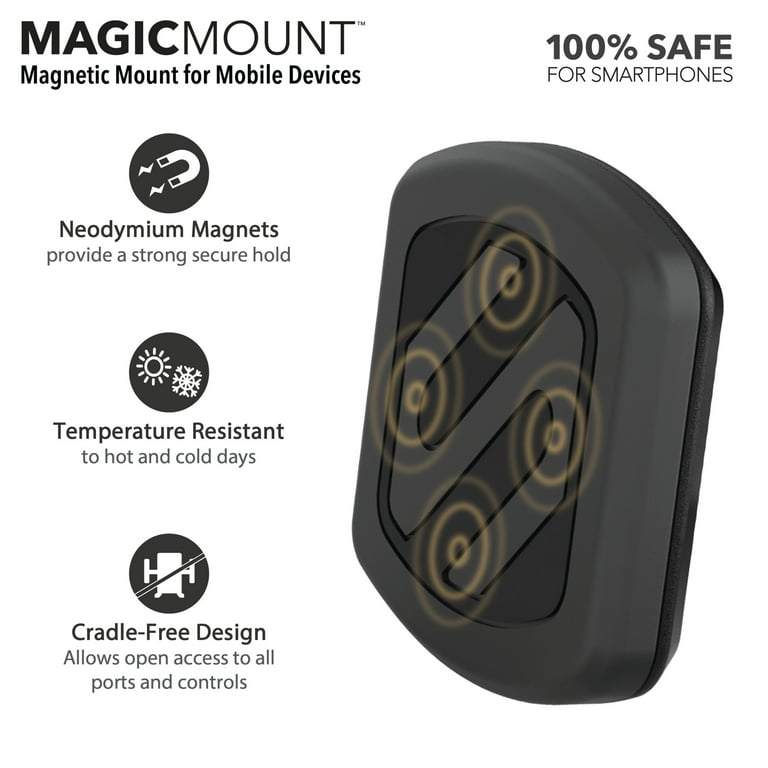 Scosche MAG12VB MagicMount Magnetic Cigarette Lighter Mount with USB  Charger Power Outlet Black