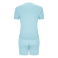 thumbnail image 5 of MSJUHEG 2 Piece Sets for Women Summer 2 Piece Summer Sets for Women Pajama Sets Summer Outfits for Women 2025 Short Set Womens Short Sets Womens Matching Sets Summer Light Blue S, 5 of 6