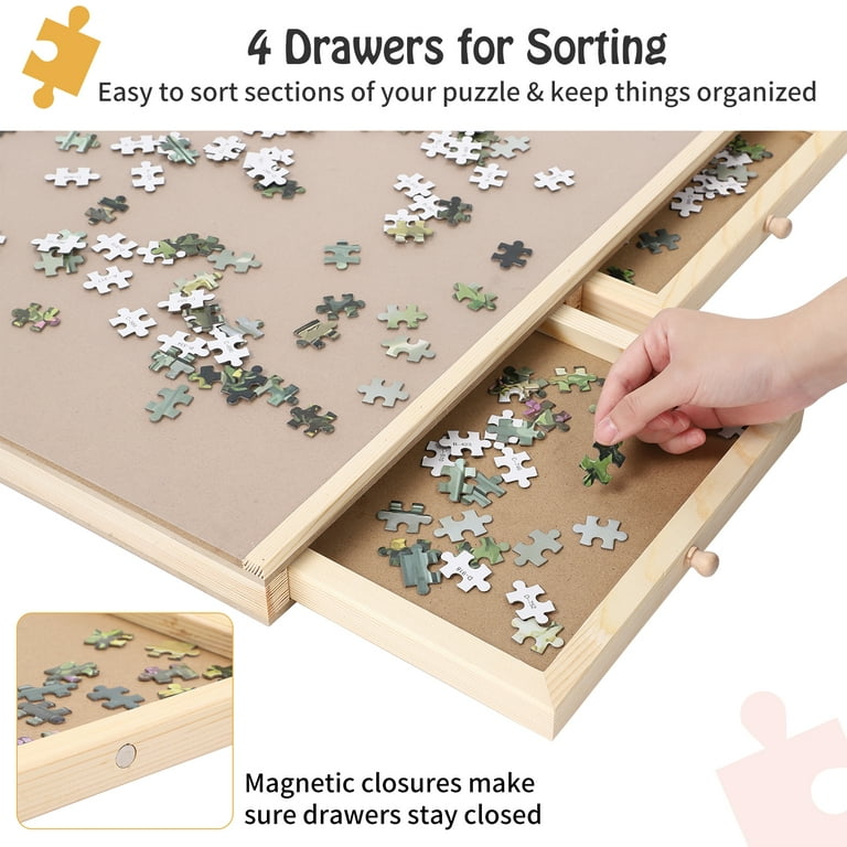CREATIVE HOBBIES 1000 Piece Rotating Puzzle Board with 4 Drawers and Cover  22x30Portable Wooden Jigsaw Puzzle Table for Adults Portable, Spinning  Puzzle Boards Birthday Gift 