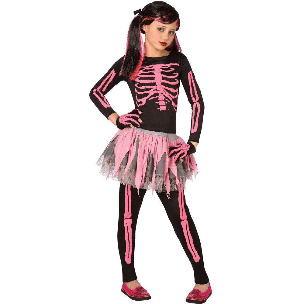 Girl Pink Skeleton XLarge Halloween Dress Up / Role Play Costume