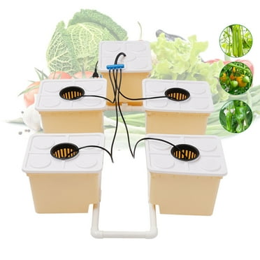 Miumaeov Indoor Aeroponic Plant Site Deep Water Culture Hydroponic System Grow Kit W/Submerged Pump & 5 Buckets 11L