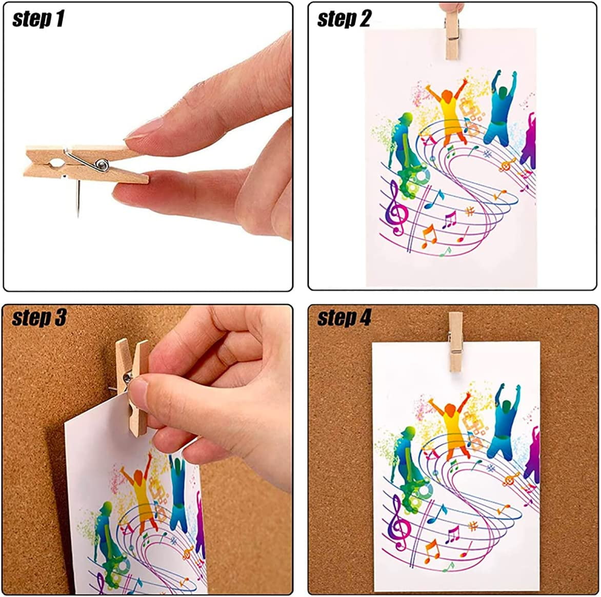 50 Stück Push-Pin Clips Mit Holzklammer – Stecknadeln Ohne Löcher Für Notizen, Fotos & Pinnwand