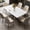 White, variant on Extendable Dining Table for 6-10 People, Rectangle Kitchen Table with Gold Faux Marble Tabletop,Gold