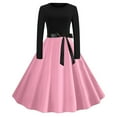 thumbnail image 1 of Liquidation à 50 % de Rabais! Robes pour Femmes, Robe à Imprimé pour Femmes Style à Lacets avec Fermeture Éclair, Manches Longues, Col Rond, Rose G, 1 of 3