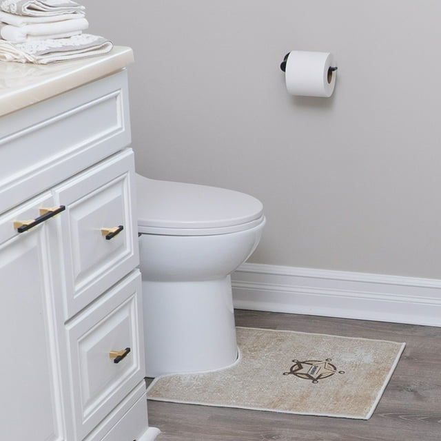 Sussexhome Toilet Mat - Machine Washable & Absorbent Bath Rugs for Bathroom Floor - Plush, Non Slip Bath Rug - Polyester & Cotton Bathroom Rugs with Printed Pattern Design - 20”x24" Bathroom Mats