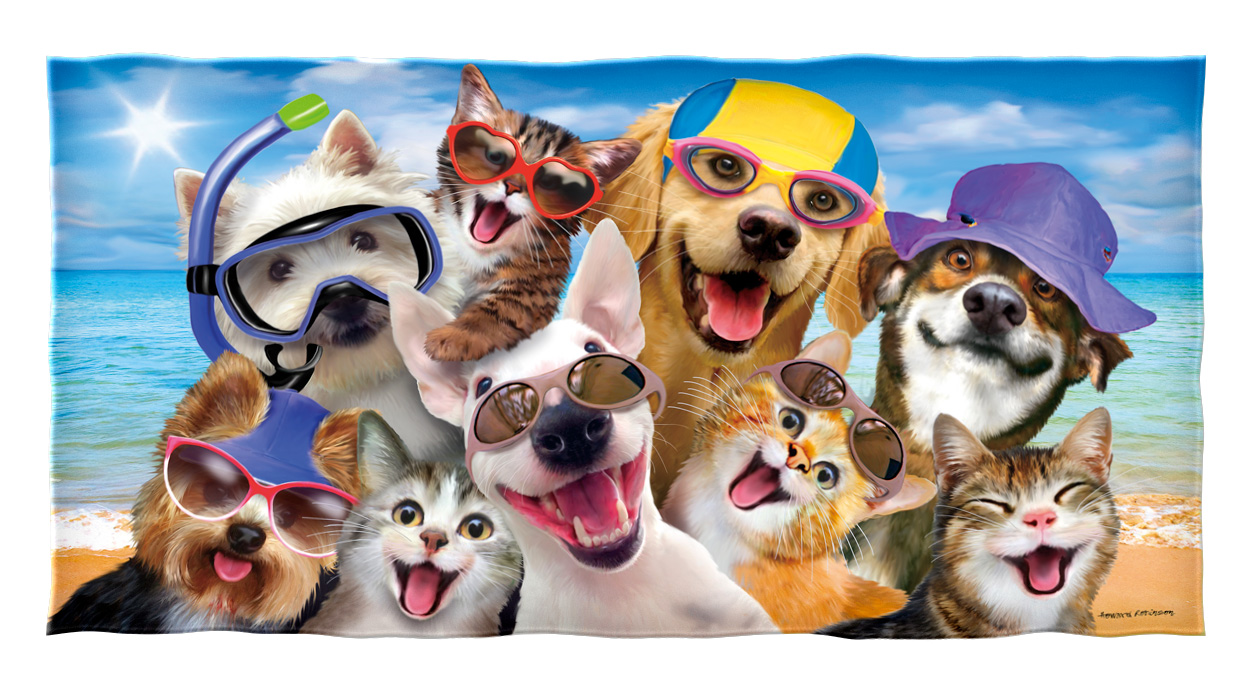 Dawhud Direct Cats Selfie Super Soft Plush Cotton Beach Bath Pool Towel