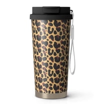 Leopard Print 18oz Double Drinking Coffee Mug – Vacuum Insulated Stainless Steel Travel Cup with Leakproof Lid, 316 Steel Thermos Tumbler for Hot & Cold Beverages