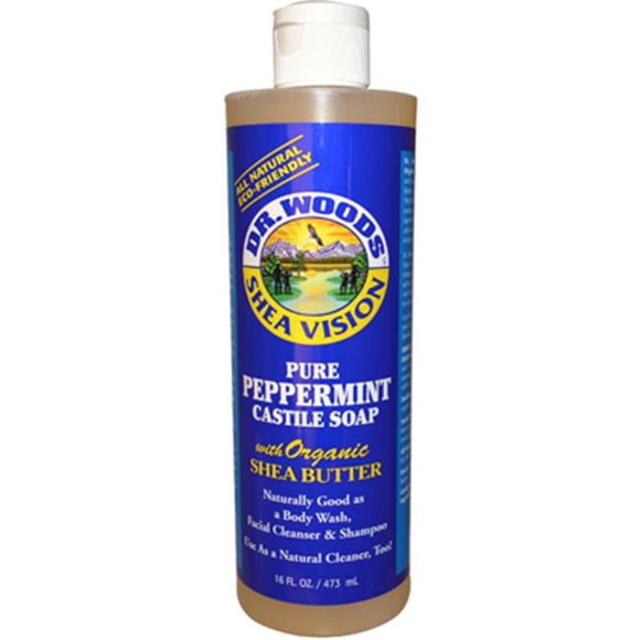 Dr. Woods 0771196 Shea Vision Pure Castile Soap Peppermint with Organic Shea Butter - 16 fl oz