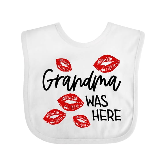 Inktastic Grandma Was Here Red Kisses Boys or Girls Baby Bib