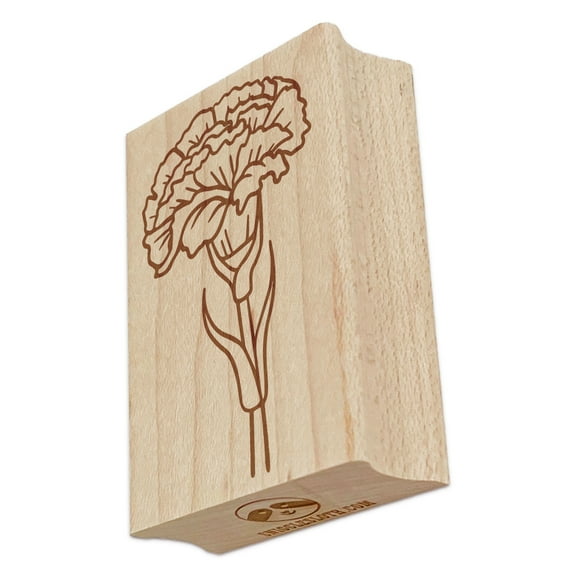 Carnation Flower Rectangle Rubber Stamp Stamping Scrapbooking Crafting - Small 1.7in