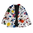 thumbnail image 2 of Hiijoy Little Girls Suit Jacket Open Front Lashed Ink Print Personality Blazer Coat, White, 2 of 3