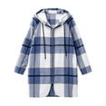 thumbnail image 5 of WIZUTIZ Women's Plaid Long Sleeve Zip Up Hooded Jacket Loose Fit Long Length Casual Coat Fall Winter Trendy Layering Outerwear with Pockets, 5 of 8