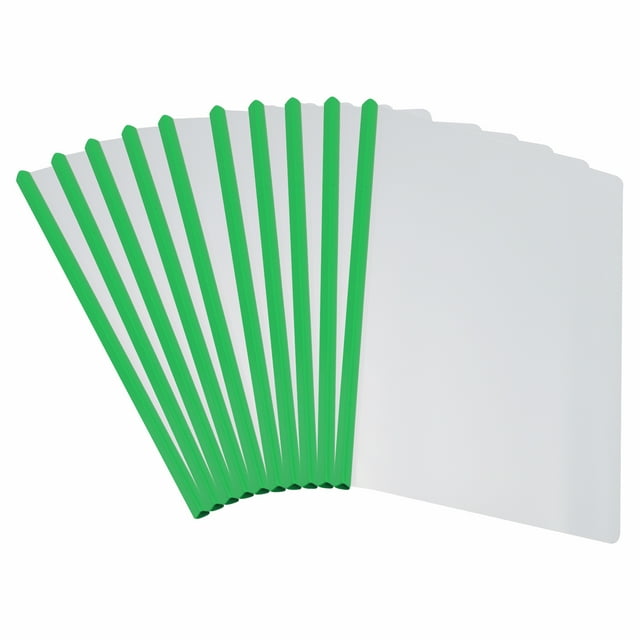 Unique Bargains Clear Report Covers with Sliding Bar, 15mm 135 Sheets Capacity, Green, 20Pack