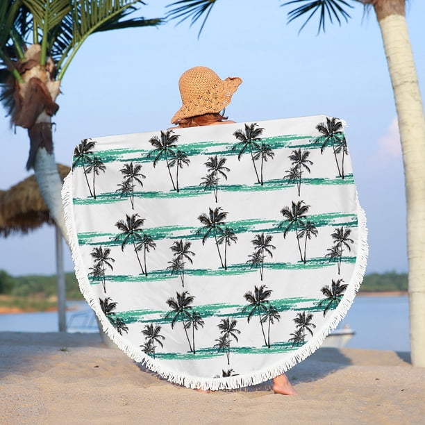 Fiudx Toalla de Playa Redonda de Microfibra, Superligera y Resistente a La Arena, con Vibrantes Estampados Artísticos, Ideal para Yoga, Picnic, Piscina y Viajes. Tamaño de 60 Pulgadas.
