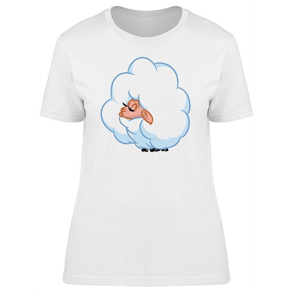 Fluffy Proud Sheep Cartoon T-Shirt Women -Image by Shutterstock, Female Medium