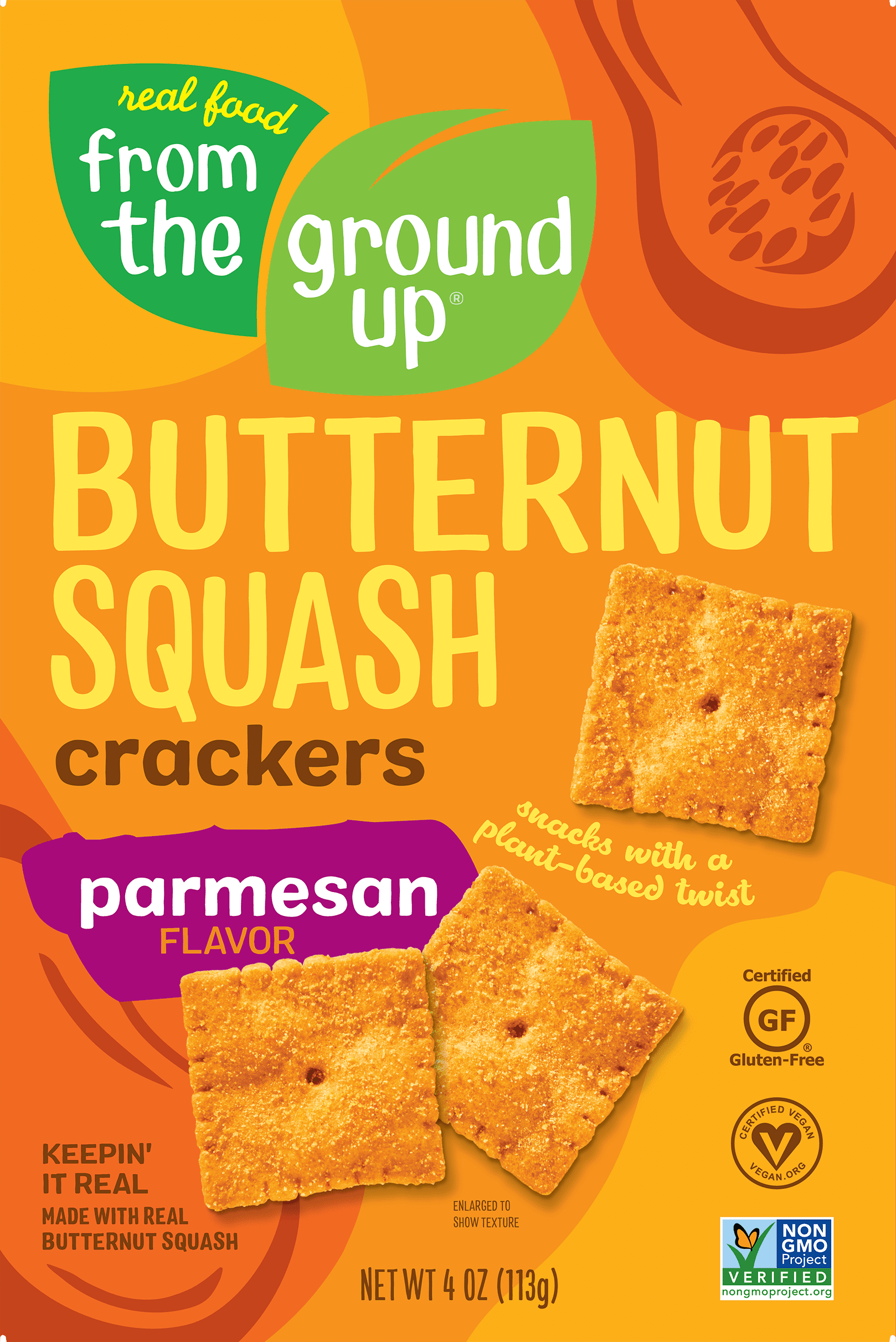 Real Food From The Ground Up Butternut Squash Parmesan Crackers 4 Oz Walmart Com