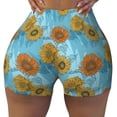 thumbnail image 2 of Fuzoiu Sunflowers Print Women's Workout Shorts,Workout Biker Shorts Women,Exercise Fitness Shorts,Scrunch Short, Athletic Shorts for Gym Yoga Running Sport Active-Large, 2 of 8