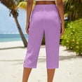 thumbnail image 7 of Nestiefly Cotton Capri Pants for Women Loose Fit Casual Straight Leg Drawstring Elastic Waist Cropped Pant Summer Linen Clothes 2026 Purple XL, 7 of 7