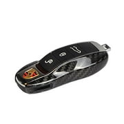 Carbon Fiber Porsche Key Cover Key Fob Cover Replacement Key Shell Case (Side Blades) for Porsche Cayenne Panamera Macan/718/911/918 Boxster Cayman