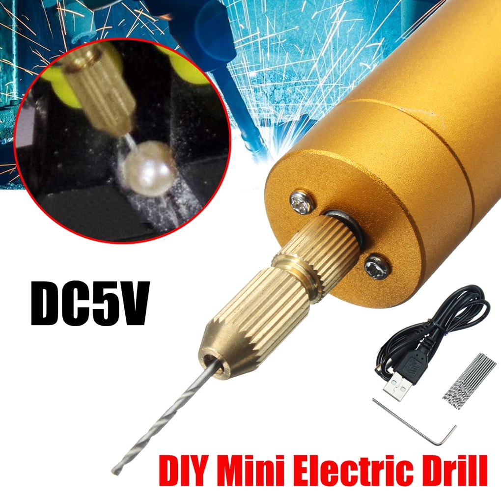 Portable Replacement for Wood PCB 5V DC Mini Aluminum Electric Motor Hand Drill + 10x Bits DIY