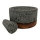 thumbnail image 2 of Molcajete de piedra volcánica Wood Planks MX con base alta de parota, 2 of 4