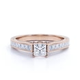thumbnail image 3 of JeenMata Vintage 1 Carat Princess Cut Moissanite - Channel Set Band - Edwardian Engagement Ring in 18K Rose Gold over Silver, 3 of 7