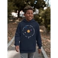 thumbnail image 2 of Galactic Smiley - Cosmic Orbit Emoji Graphic Youth's Hoodie, 2 of 4
