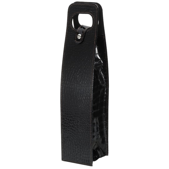 Uxcell Wine Gift Bag, Wine Bag Reusable Leather Wine Tote Carrier for Wine Bottles Portable, Black-1