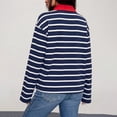thumbnail image 3 of Garbnen Striped Womens Polo Shirts Color Block Buttons Collared Womens Long Sleeve Shirts Relaxed Fit Basic Fall Winter Women Golf Shirts, 3 of 8