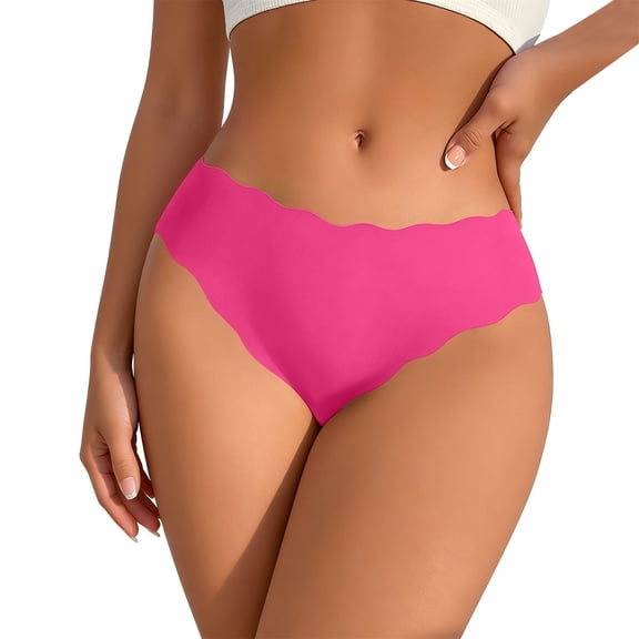 Endives Womens No Show Underwear High Waisted Seamless Underwear for Women No Show Panties Cheeky Scalloped Edge Bikini Breathable Briefs