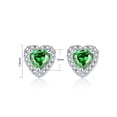 thumbnail image 2 of Devuggo Sterling Silver Heart Shaped Simulated Emerald Stud Earrings for Women, 2 of 5