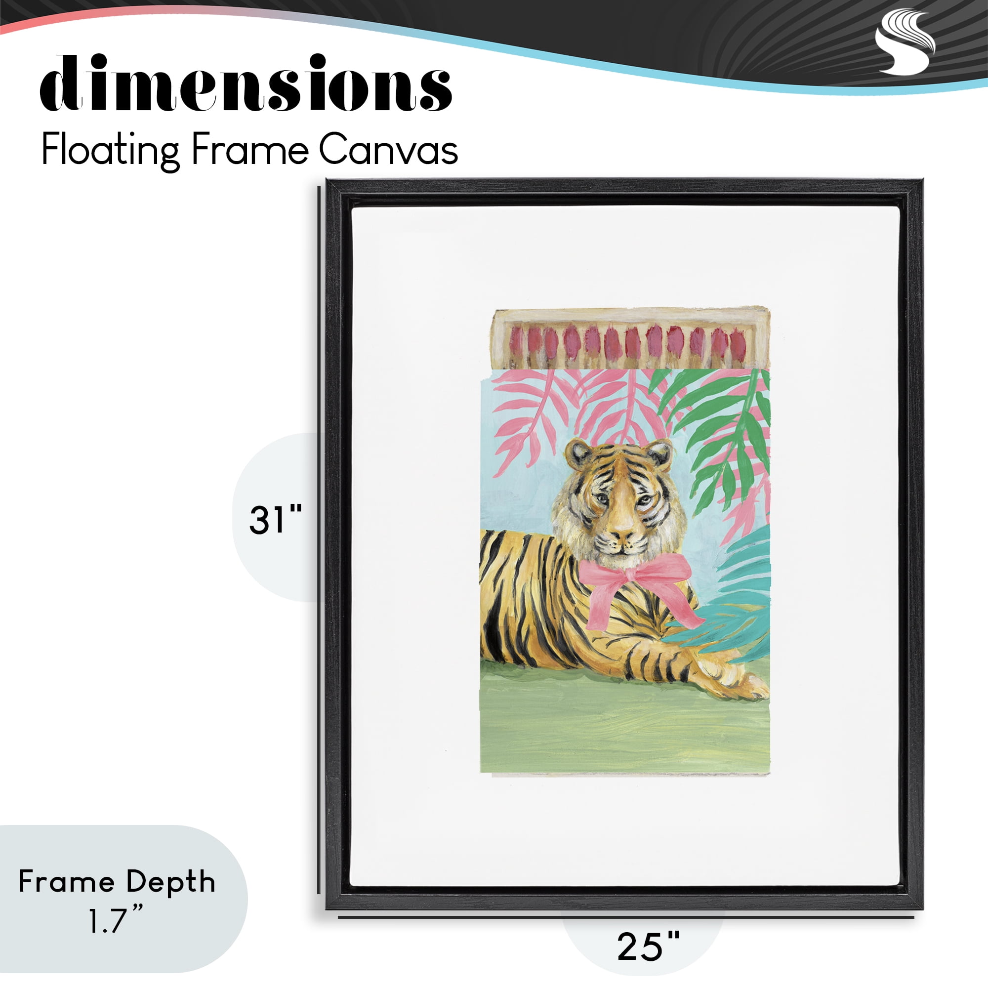 Stupell Industries Tropical Tiger Matchbook Black Framed Floater Canvas Wall Art, design by Lanie Loreth