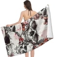 thumbnail image 2 of PHYHOO Floral Microfiber Beach Towel, Skull Flower Large Oversized Beach Towel Lightweight Quick Dry Soft Absorbent Bath Towel, Sand Free Towel for Swimming Travel Sports 30x60in, 2 of 8