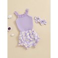 thumbnail image 2 of Suealasg 3 6 12 18 Months Baby Girls Clothes Sleeveless Ribbed Romper Daisy Print Shorts Headband Sets Newborn Girls 3Pcs Summer Outfits, 2 of 6