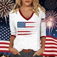 thumbnail image 2 of Wang6 Womens 250th Anniversary USA 3/4 Sleeve Tshirts V Neck 1776-2026 Letter Printed 4th of July America Flag Tops Plus Size Independence Day Patriotic Graphic Tees X_0528liWhite XXL, 2 of 4