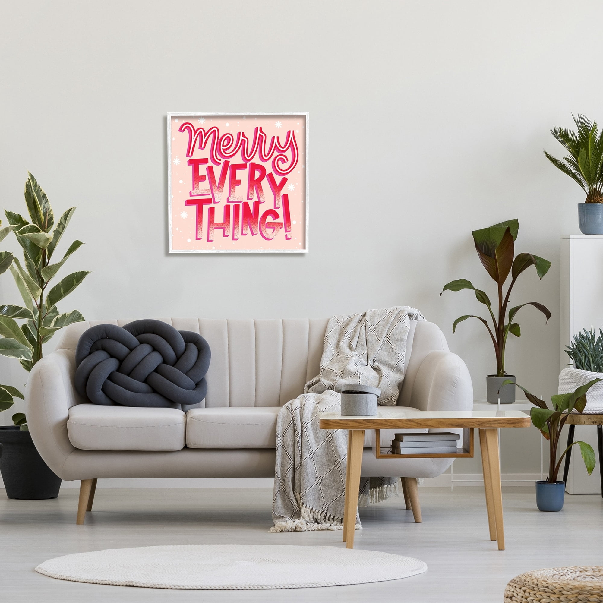 Merry Everything Festive Winter Holiday Patterned Typography Inspirational Graphic Art Framed Art Print Wall Art