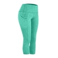 thumbnail image 4 of VV AVEORS Capri Leggings For Women - High Waisted Tummy Control Compression Leggings Quick Dry Athletic Workout Yoga Pants With Pockets Cyan S, 4 of 7