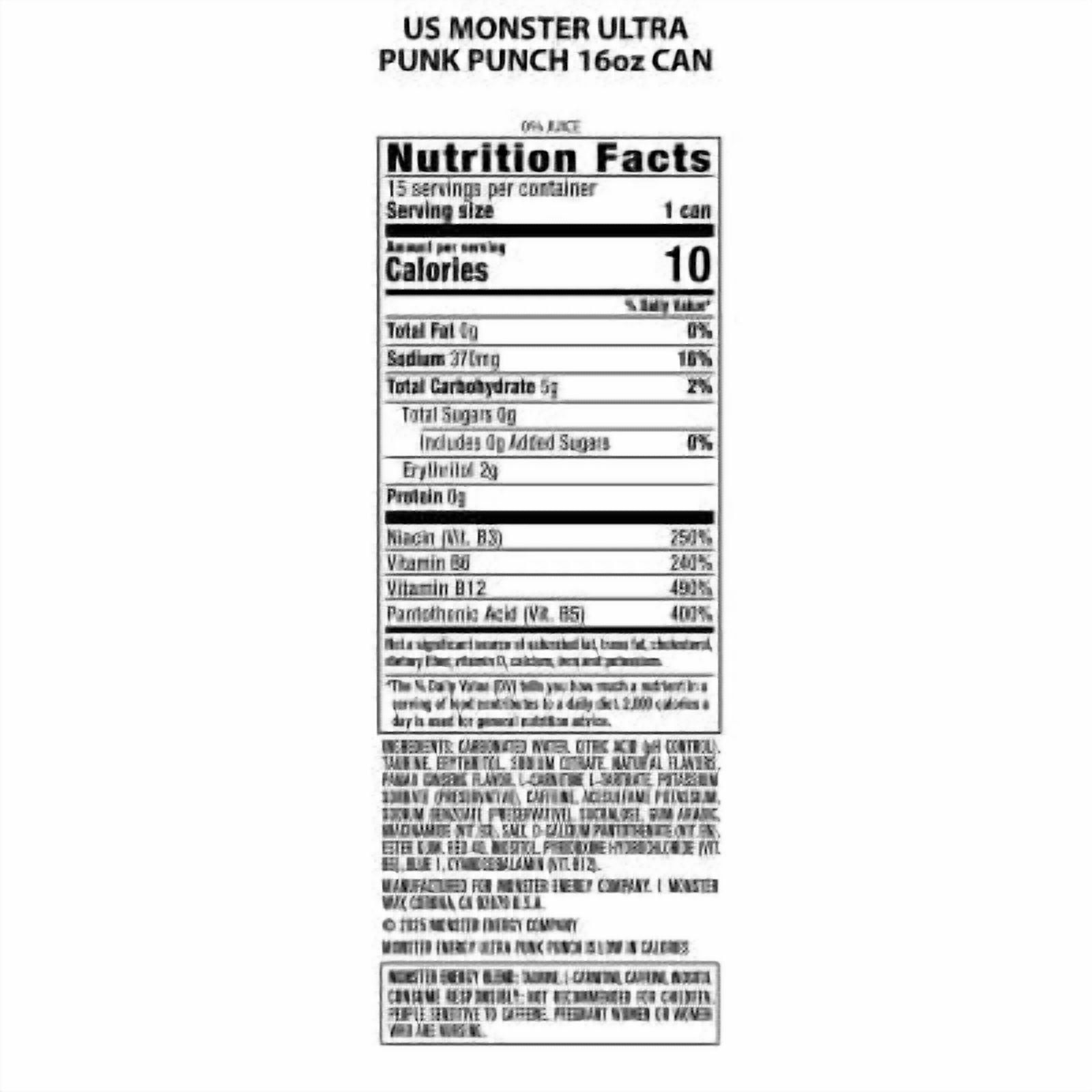 Monster Energy Ultra Punk Punch Energy Drink -16 fl oz Can