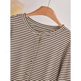thumbnail image 4 of Women's Plus Size Striped Button Front Cardigan, Round Neck Long Sleeve Loose Fit Top for Work, Office, Everyday & Casual Wear, 4 of 8