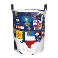 thumbnail image 1 of Balery The Map Of United States Cesta de ropa redonda con asas, impermeable, independiente, para ropa, juguetes, dormitorio y familia-Medium, 1 of 6